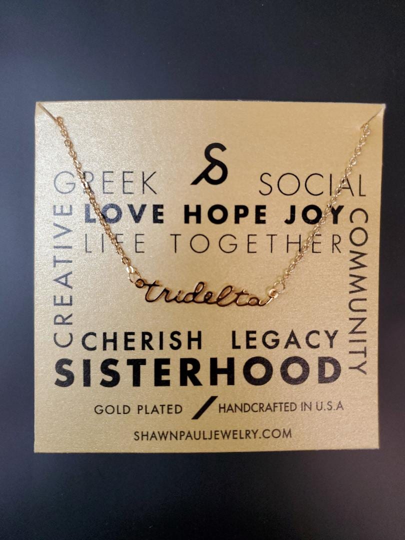 Tri Delta Script Necklace